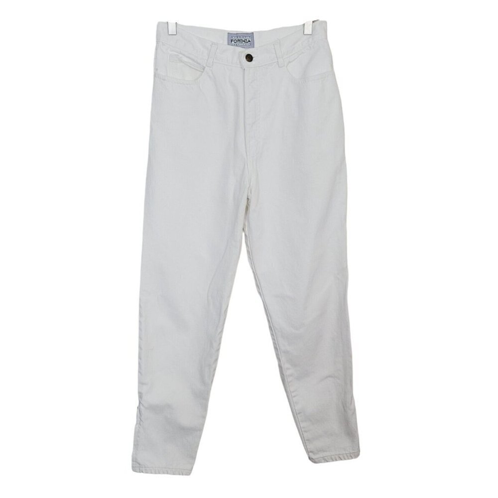 Vintage Forenza White Jeans Sz 12 100% Cotton Made In USA Zippered Ankles 1980s